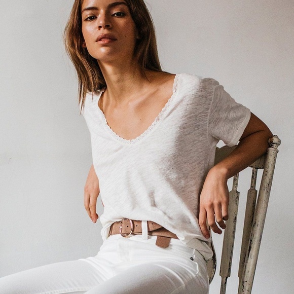 Free People White Short Sleeve Saturday Tee - Picture 1 of 8